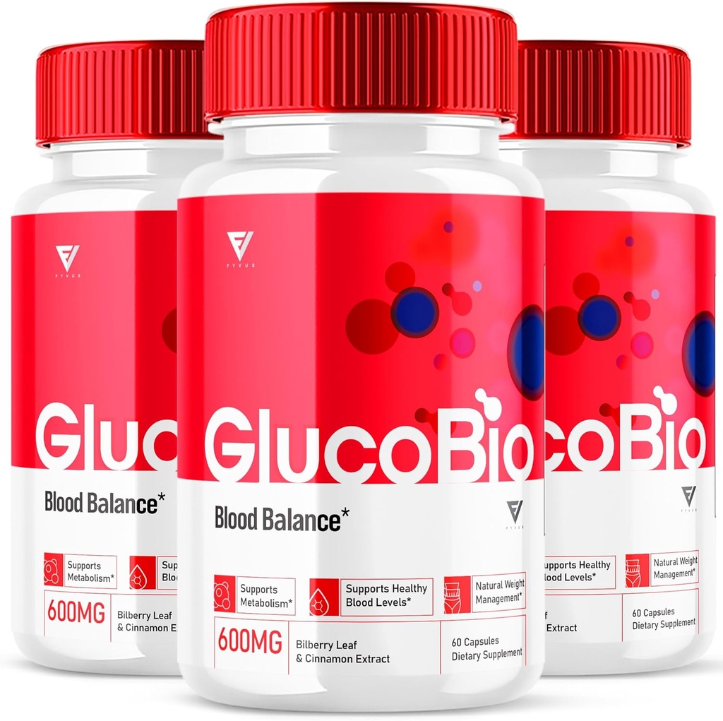 (3 Pack) GlucoBio Health ו- Wellness תומך קפסולות גלוקוז Bio Pills, Gluco bio Natural ויטמין Total Health and Wellness Formula Glycogen Support Supplement, BioGluco כמוסות (180 קפסולות)