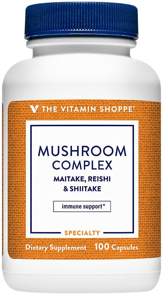 מתחם הויטמין Shoppe Mushroom (Maitake, Reishi & Shiitake) Antioxidant שמתמוך במערכת החיסון ובקפסולות מוח בריא (100 קפסולות)