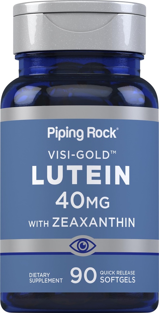 Piping Rock Lutein עם Zeaxanthin 40 מ"ג | 90 Softgels | תוספי בריאות העין של מריזה פלט