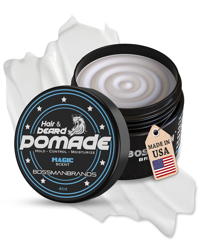 בוסמן שיער ו Beard Pomade for Men (Magic Scent) - Medium Hold & Moisturizing לשיער, Beard & Mustache Styling - Made in USA