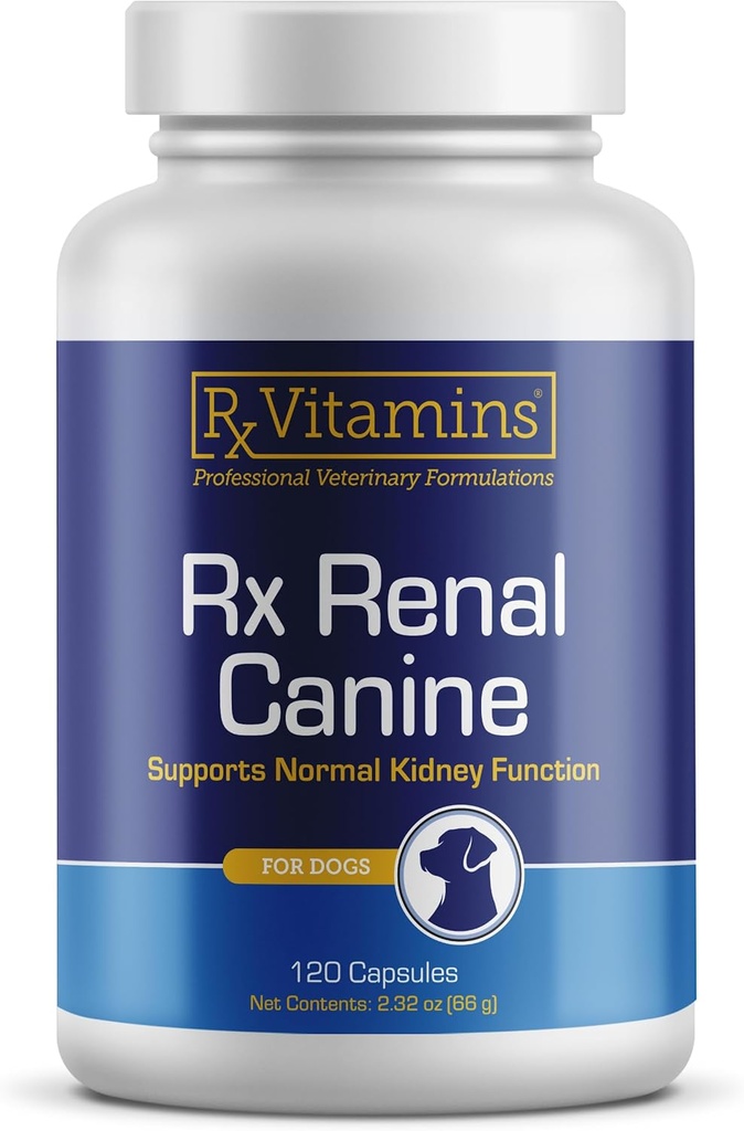 Rx ויטמינים Rx Renal Canine Kidney תמיכה לכלבים - חלב תמצית חלב, תה ירוק, ו Cordyceps קפסולות לכלבים - כלב Kidney תמיכה תוסף - 120 ct