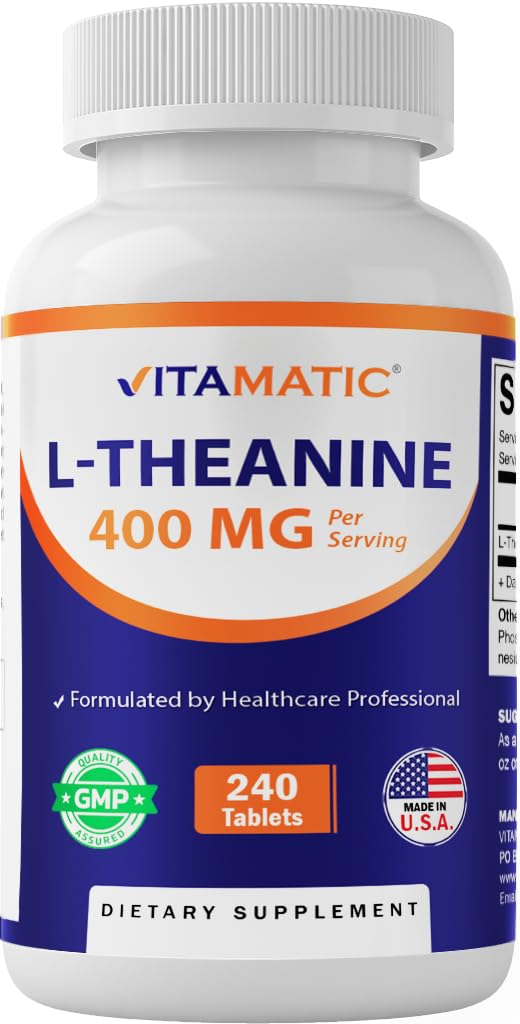 Vitamatic L-theanine תוסף 400 מ"ג עבור שירות - 240 טבליות - non-GMO, Gluten חינם
