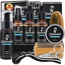 Beard Kit,Beard Grooming Kit w/Beard Wash/Shampoo,2 Packs Beard Oil,Beard Balm,Beard Wash, Brush,Comb,Scissor,Storage Bag, E-Book,Beard Care & Trimming Kit