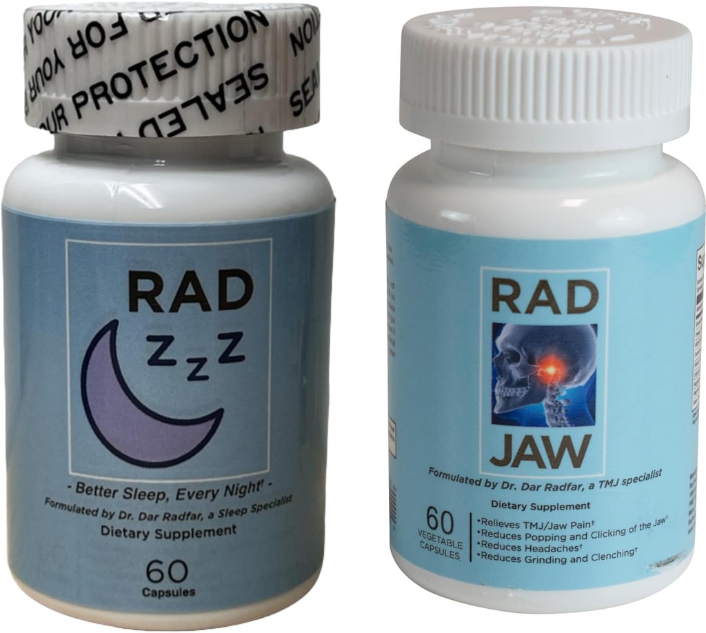 רד ZZZ Rad Jaw Bundle Natural Rest Aid ו- TMJ הקלה תוסף, Alleviate Jaw Pain, להפחית את השיניים גרינפיות וקלינג, שפותחו על ידי רופא שיניים, מיוצר בארה"ב