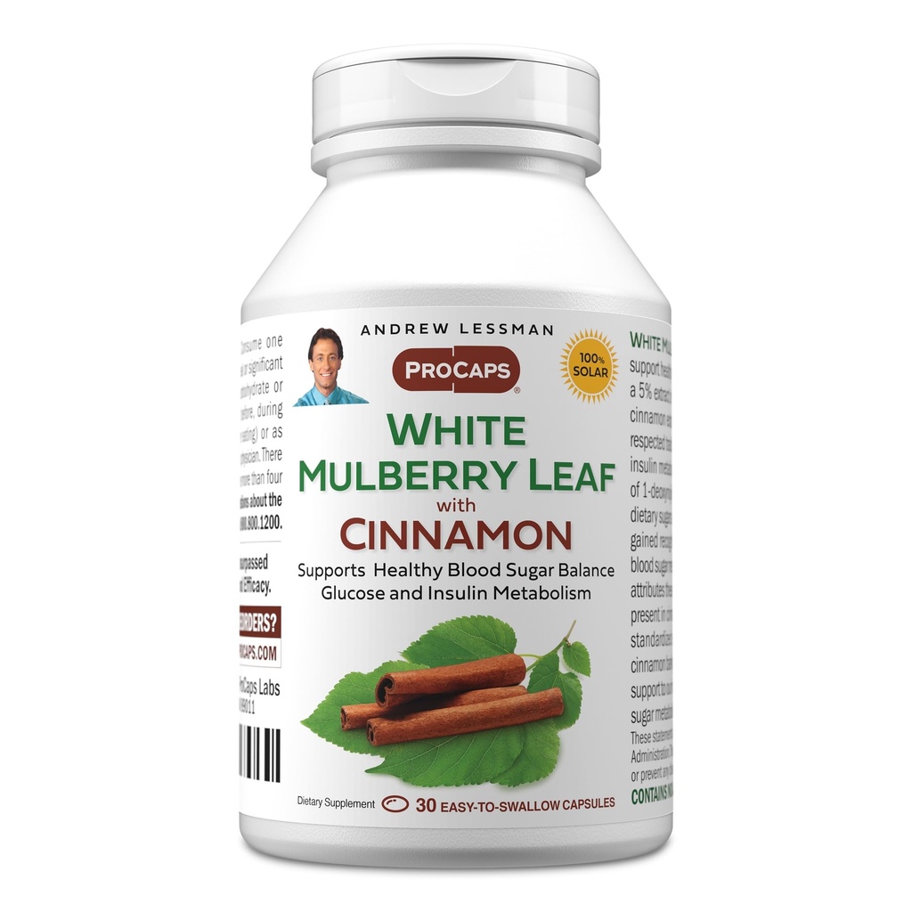 תגית: AndREW LESSMAN White Mulberry Leaf with Cinnamon 30 Softgels - Standardized White Mulberry Leaf with Cinnamon Bark Extract.