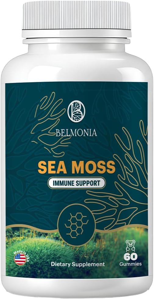 Sea Mossss Gummies - Immuneחוזק & Skin Health, אירי אורגני Mosss Gummy Bears, 60 Count, טבעוני, Superfood Chewable תוסף עבור Endurance & Health