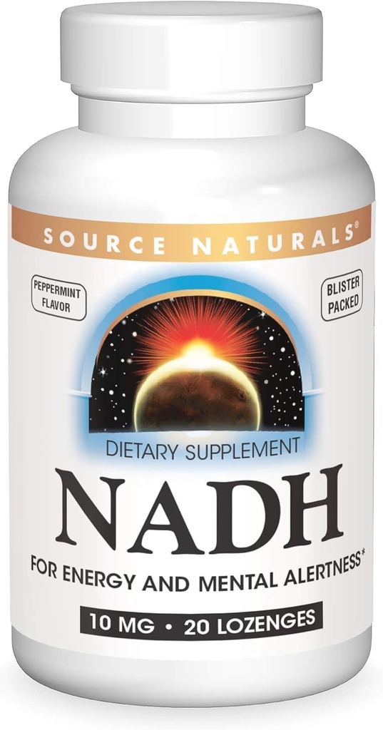 מקור: Naturals NADH 10mg, Boost Energy and Mental Alertness - 20 Lozenges