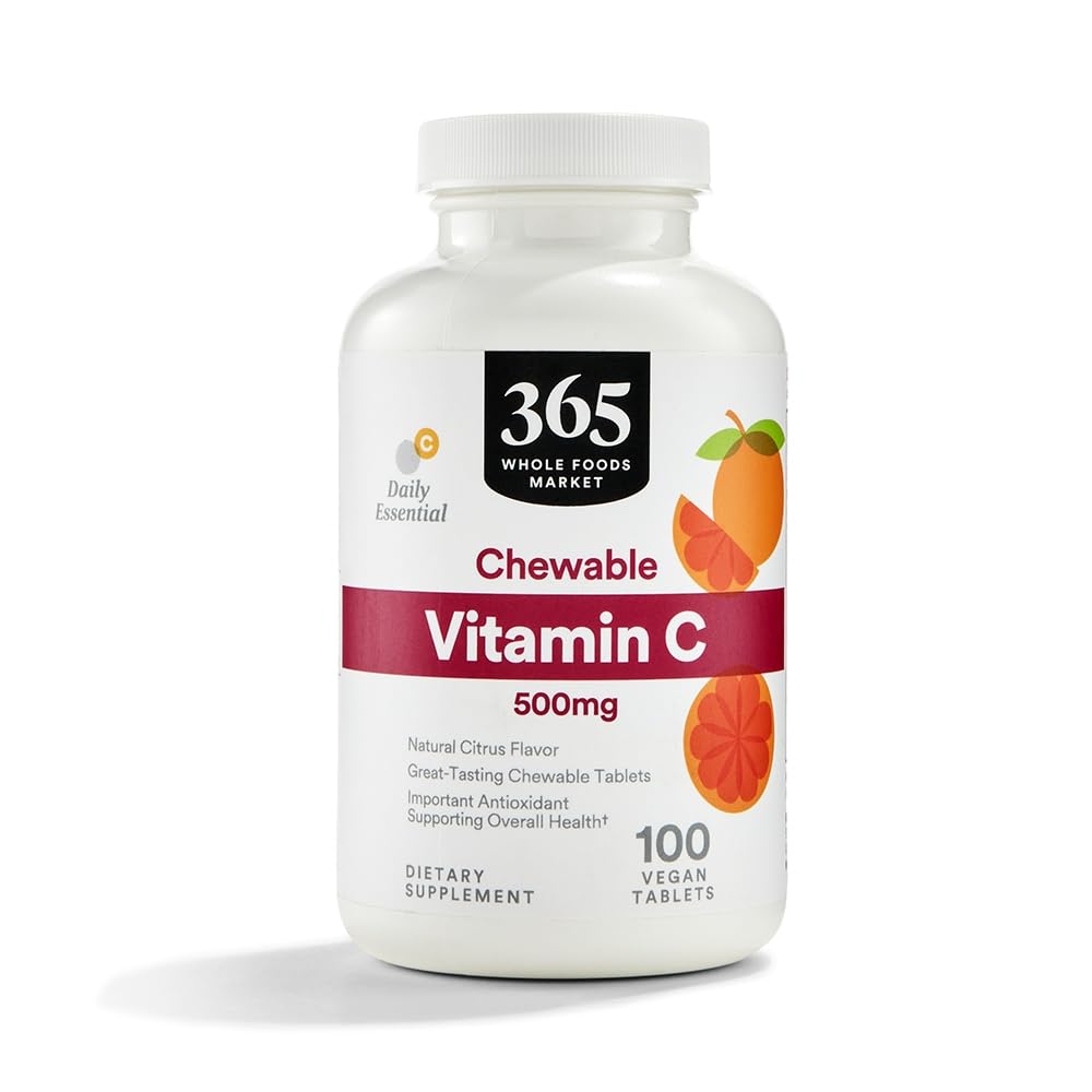 365 על ידי Whole Foods Market, ויטמין C 500 מ"ג, Natural Citrus Flavor, טבעוני, 100 טבליות