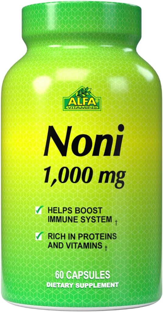 ALFA VITAMINS Noni 1000 Mg 60 קפסולות - טוני לתפקוד אופטימי של הגוף - אנטי-חמצן