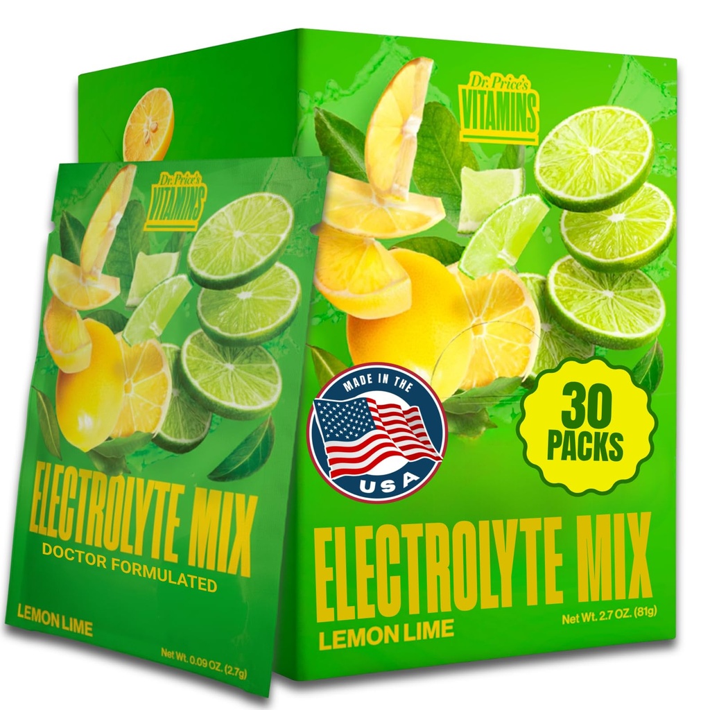 Dr. Price's Electrolyte Mix | אבקת הרזיה ללא סוכר עם 72 + Trace מינרלים | No Sugar, Fast-Disshoot Electrolytes אבקת Packets