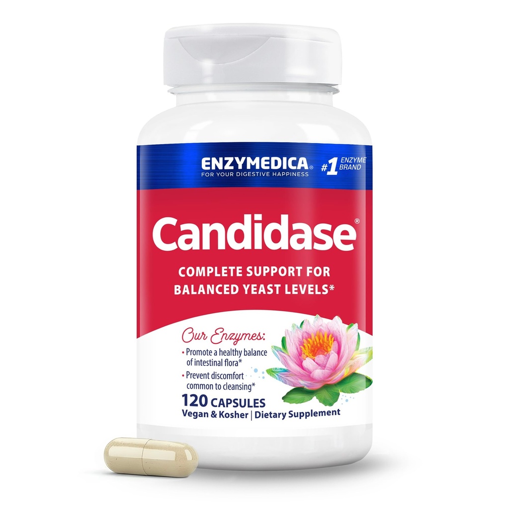 Enzymedica, Candidase, Enzymes for Gentle ניקוי תמיכה, Gut Health, 120 Count