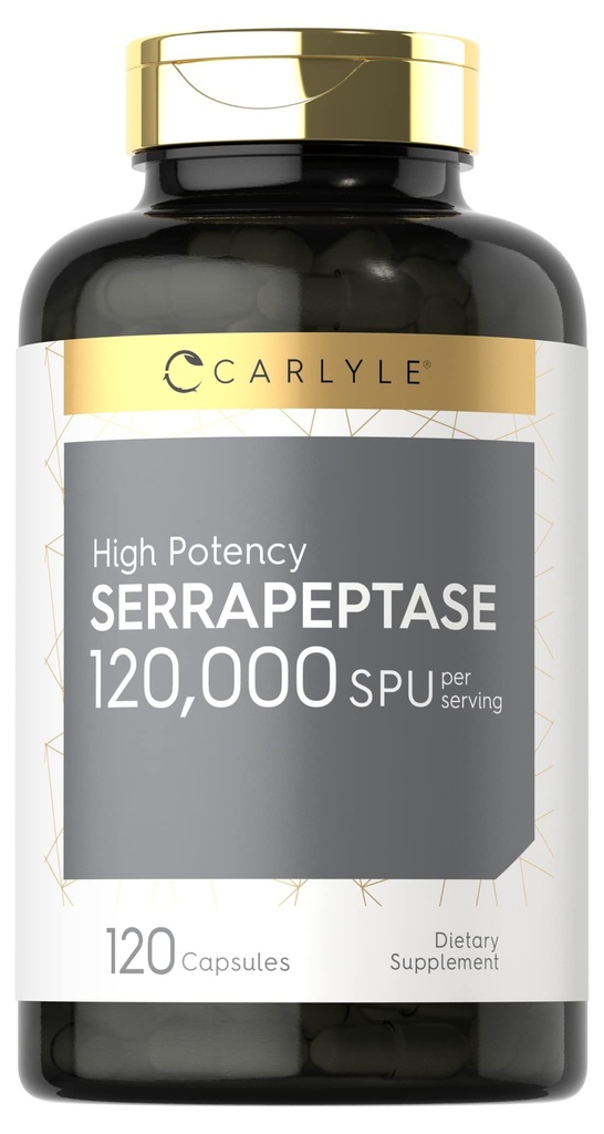 Carlyle Serrapeptase 120000 SPU | 120 קפסולות | תמיכה בבריאות Sinus