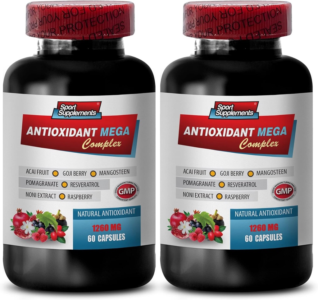 נוגד חמצון multivitamin - ANTIOXIDANT MEGA COMPLEX 1440 MG - תרכובת Resveratrol, Acai berry גלולות, Trans-resveratrol, Goji berry גלולות, אומגה תמצית Pomegranate, מנגוsteen - 2B 120 קפסולות