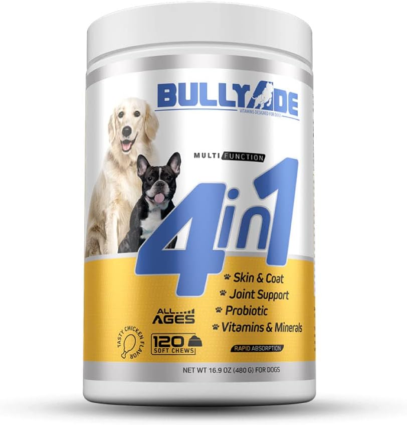 4 ב 1 - Probiotic, Joint Support, Skin & Coat, Multi-Vitamin Soft Chews for Dogs, 16.9 oz