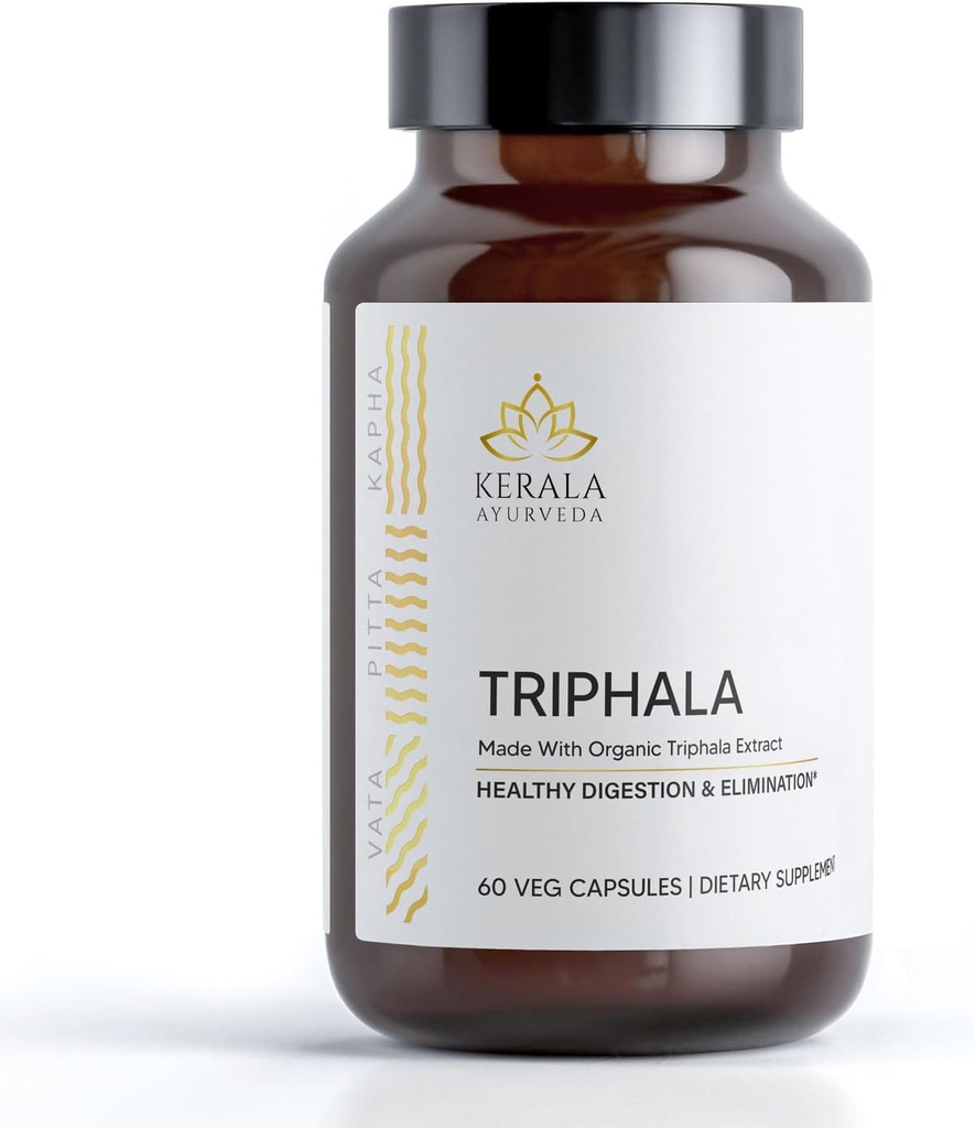 Kerala Ayurveda Triphala קפסולות - 60 Count | Herbal Digestion ותמיכה קולונית | Antioxidant Rich | תמיכה ב- Total Body