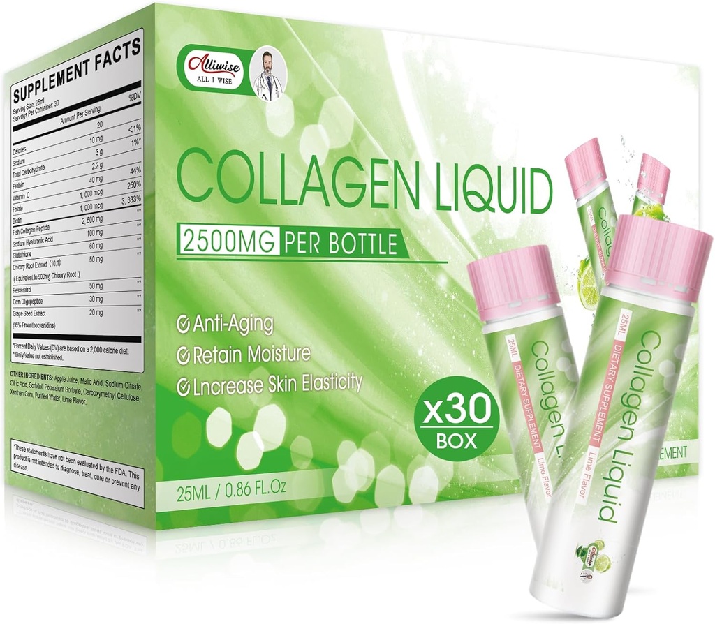 משקאות נוזליים לנשים, 2,500 מ"ג Beauty Collagen drink with Marine Collagen Peptides Glutathione Anti-Aging, Retain Moisture, ויטמין C & Biotin for Skin Revitalization (Pack of 30)-Lemon Flavororione Anti-Lemon Flavorororione, Retain Moisture, ויטמין C & Biotin for Skin Revitalization (Pack of 30)-Lemon Flavor Flavor Flavor