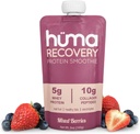 Huma Recovery חלבונים Smoothie, 20 Pouches - 15g Collagen + Whey Post Workout Recovery - מוכן-to-Drink חלבון שקד עם פירות אמיתיים, אלקטרוליטים, שומן בריא