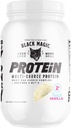 שחור Magic Multi-Source חלבון - Whey, Casein, Enzymes ו- MCTs - Pre Post Workout - Keto, Low Sugar, Gluten Free - French Vanilla - 24g חלבון - 2 LB