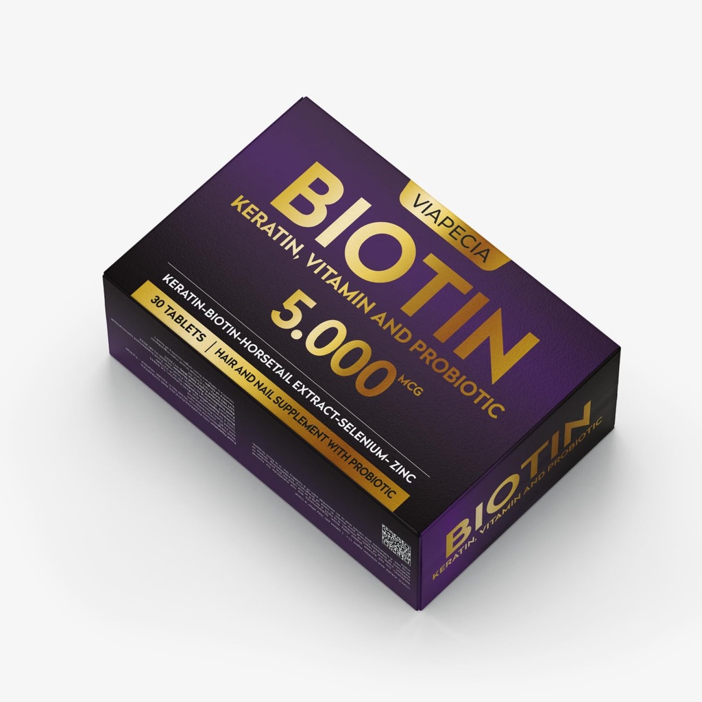 ביוטין 5000Mcg - תוסף ביוטין גבוה לצמיחת שיער - שיער העור נותן ויטמינים לנשים - תומך ייצור Keratin ו Tissue Regeneration - ויטמינים ו - 30 קפסולות