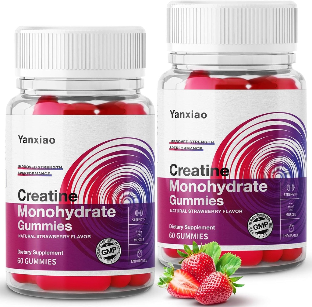yanxiao Creatine Monohydrate חניכיים 5g עבור גברים ונשים, Anti-Melting פורמולה, סוכר חינם Creatine צ 'ws עבור צמיחה שרירים וכוח, מכיל ויטמין C וחומרים מזינים אחרים ( Count)