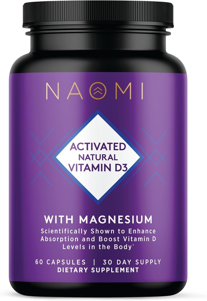 NAOMI הפעיל ויטמין D3 5000 IU (125 mcg) תוסף עם Magnesium עבור עצמות חזקות, שיניים, שרירים, Immune ו- Mood תמיכה, non-GMO, Gluten Free, 60 Veggie Caps, 30 יום אספקת חשמל, 30 יום אספקה, 30 יום אספקה, 30 יום אספקת מזון, 30 יום אספקה, 30 יום אספקה, 30 יום אספקת מזון, 30 יום אספקת מזון, 30 ימים
