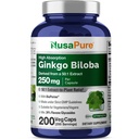 NusaPure גינקו בילובה 50:1 לחלץ, 250 מ"ג Equivalent ל 12,500 מ"ג עבור Veggie Caps 200 קפסולות (Vegetarian, non-GMO, טבעוני) Bioperine