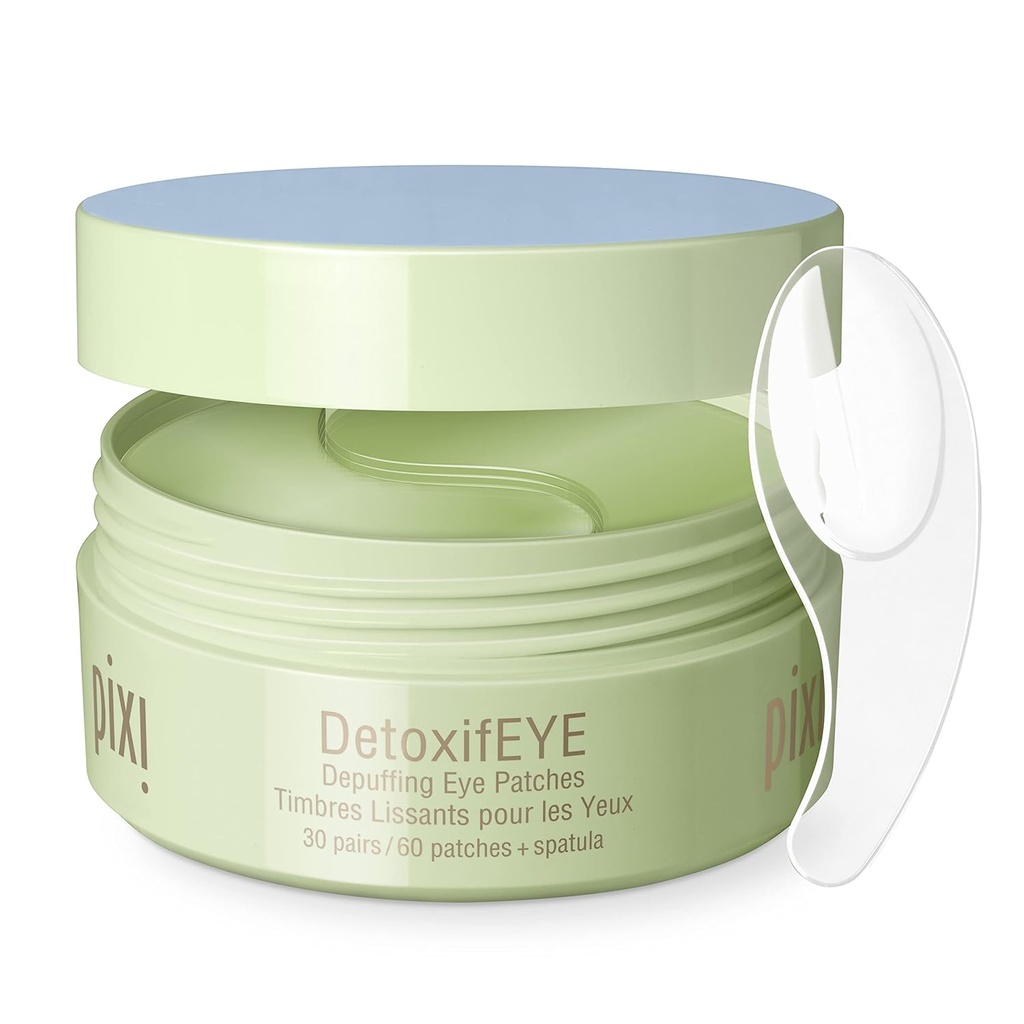 Pixi DetoxifEYE Depuffing hydrogel under-Eye Patches, Cucumber, Hyaluronic Acid & Caffeine לעיניים Puffy ועיגולים אפלים, אזור עיניים hydrte, 30 זוגות, 60 פטס