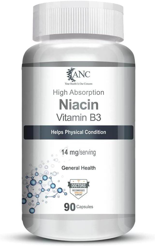 Generic Niacin ויטמין B3 כמוסות - עם Flush, non-GMO,ten Gluten Free -90 קפסולות