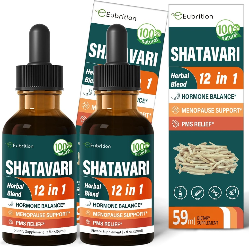 Shatavari Extracts for Women Estrogen Balance, Red Clover, Dong Quai & Black Cohosh תוסף עבור Menopause הקלה, PMS תמיכה w / Wild Sea, Vitex Berry. 4 oz