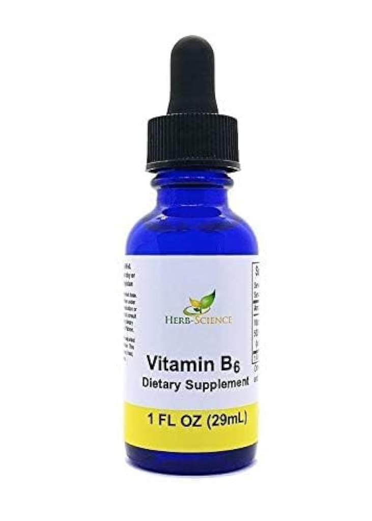 ויטמין נוזלי B6 טיפות - Pyridoxine לחלץ תוספי תזונה כדי לתמוך בתפקוד המוח, Immunity, מערכת העצבים, בריאות הלב, Metabolism - 500% DV, 36 משרתות לבק - 1 fl. oz.