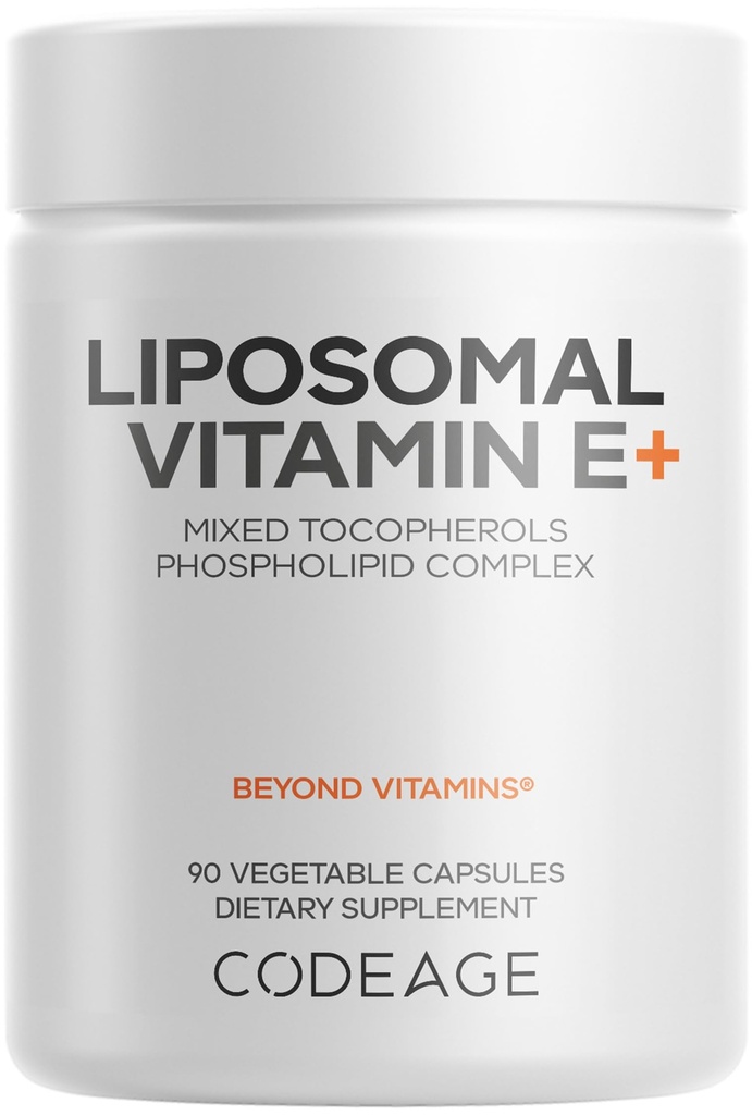 Codeage Liposomal ויטמין E תוסף - All ויטמין E Tocopherols - 3 Monteh Supply - Alpha Tocopherols, Beta, Gamma, and Delta - Liposomal המעורב Tocopherols - Non-GMO Phospholipid - 90 קפסולות