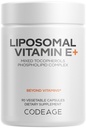 Codeage Liposomal ויטמין E תוסף - All ויטמין E Tocopherols - 3 Monteh Supply - Alpha Tocopherols, Beta, Gamma, and Delta - Liposomal המעורב Tocopherols - Non-GMO Phospholipid - 90 קפסולות
