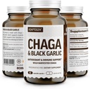 100% Real Wild Chaga Mushroom & Age Black Garlic אבקת קפסולות - Antioxidant & Immune Support Supplement | Nordic Forest Chaga Mushrooms with Black Garlic | No Fillers | 1500 מ"ג קפסולות | 90 ct