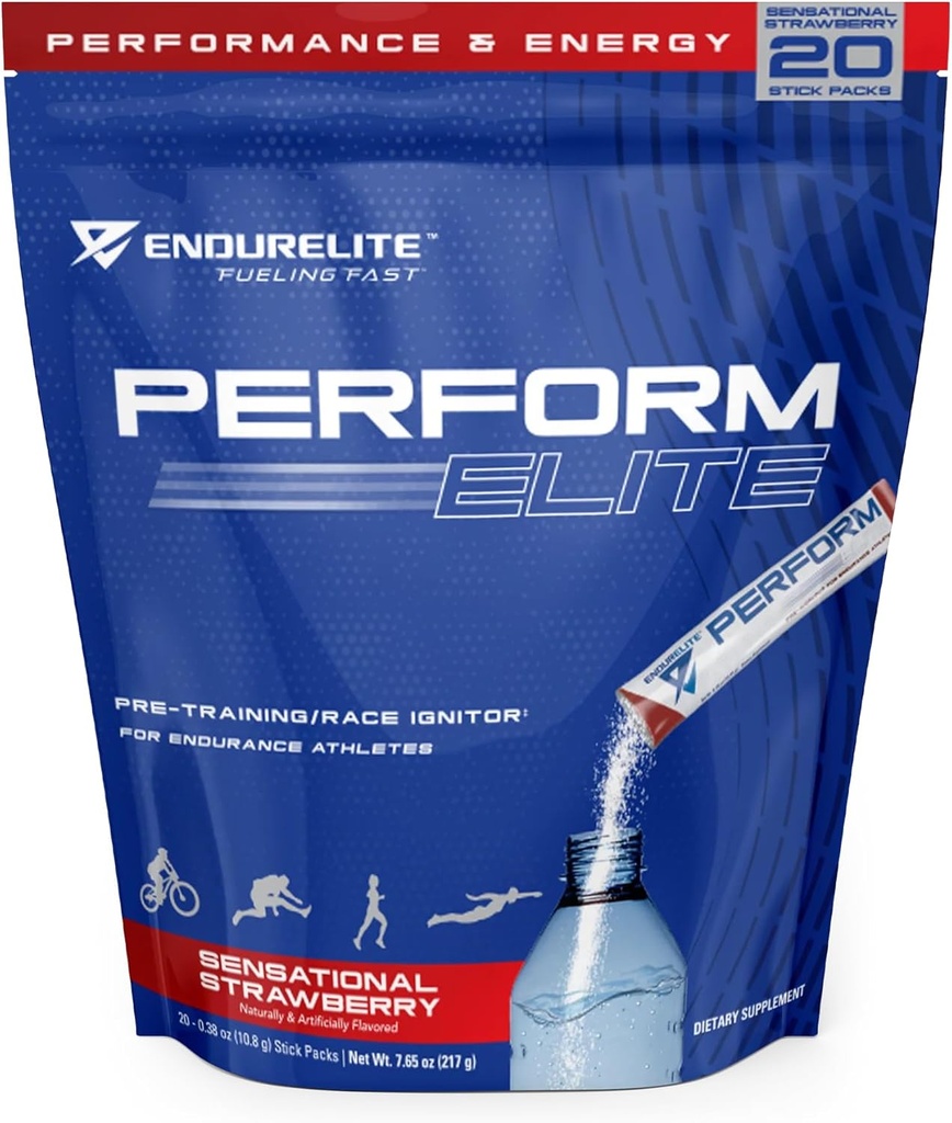 EndurElite לבצע את Elite-Pre Workout אבקת תוסף טרום-עבודה עבור Endurance Athletes- 20 משרת Bag- Sensational Strawberry