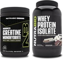 NutraBio Creatine Monohydrate, Unflavored, 300g ו Whey חלבון Isolate, Ice Cream Cookie חלום, תוסף Bundle - שריר אנרגיה, Lean Growth, Recovery, וחוזק