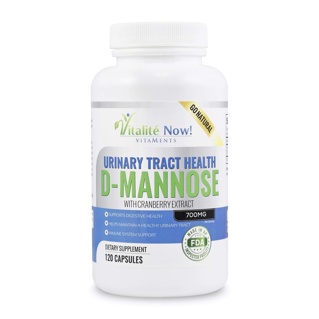 חוזק גבוה טהור D-Mannose עם פלט Cranberry עבור זיהומים טבעיים Urinary Tract ותמיכה UTI - בריאות עיכול - תמיכה במערכת החיסון - 700mg - non-GMO - 120 גלולות