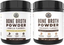 תחנת חלבון חוף שמאל Vanilla Bone Broth חלבון אבקת, 16oz + שוקולד העצם ברוקה חלבון 16oz