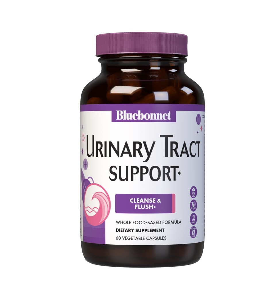 Bluebonnet Nutrition Urinary Tract תמיכה, ניקוי ו Flush*, Soy-Free, Gluten-Free, כשר-Cert-Certified, Non-GMO, ללא חלב, טבעוני, 60 קפסולות ירקות, 30 משרתים