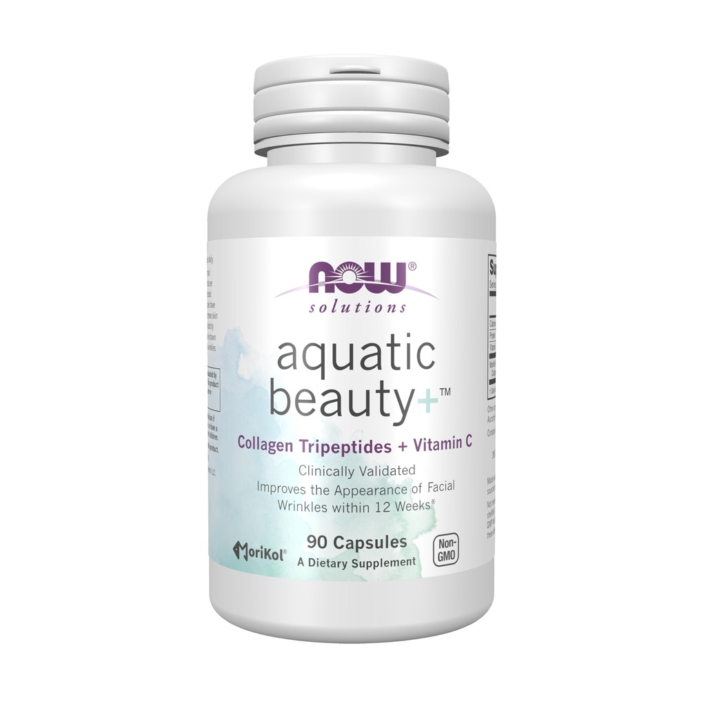 Now Foods Solutions מים יופי + קפסולות - Marine Collagen ווויטמין C תוסף עבור עור לנוער *, Non-GMO, 60 קפסולות