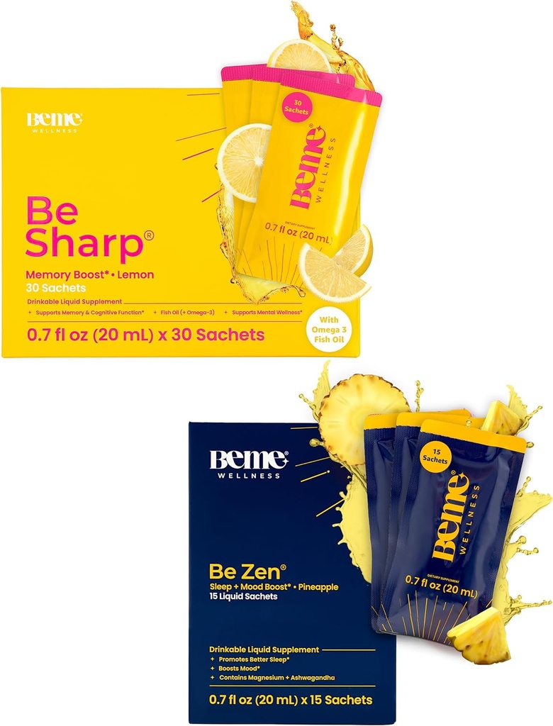 BeMe BeSharp & BeZen Bundle - אומגה 3 & Magnesium Glycinate L-theanine תוספים
