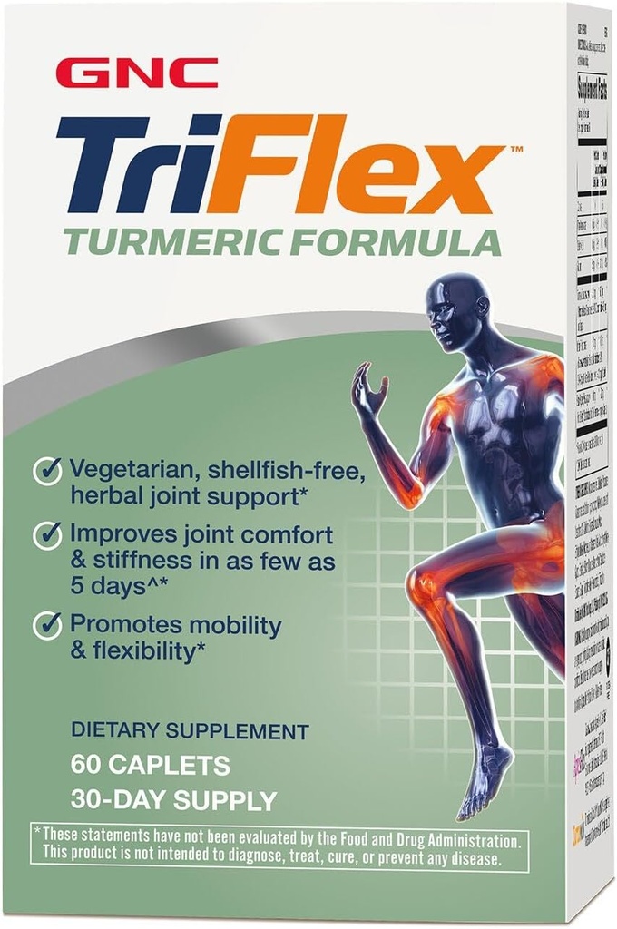 GNC TriFlex Turmeric פורמולה, משפר את הנוחות המשותפת ואת Stiffness, מקדם ניידות וגמישות, 60 Caplets