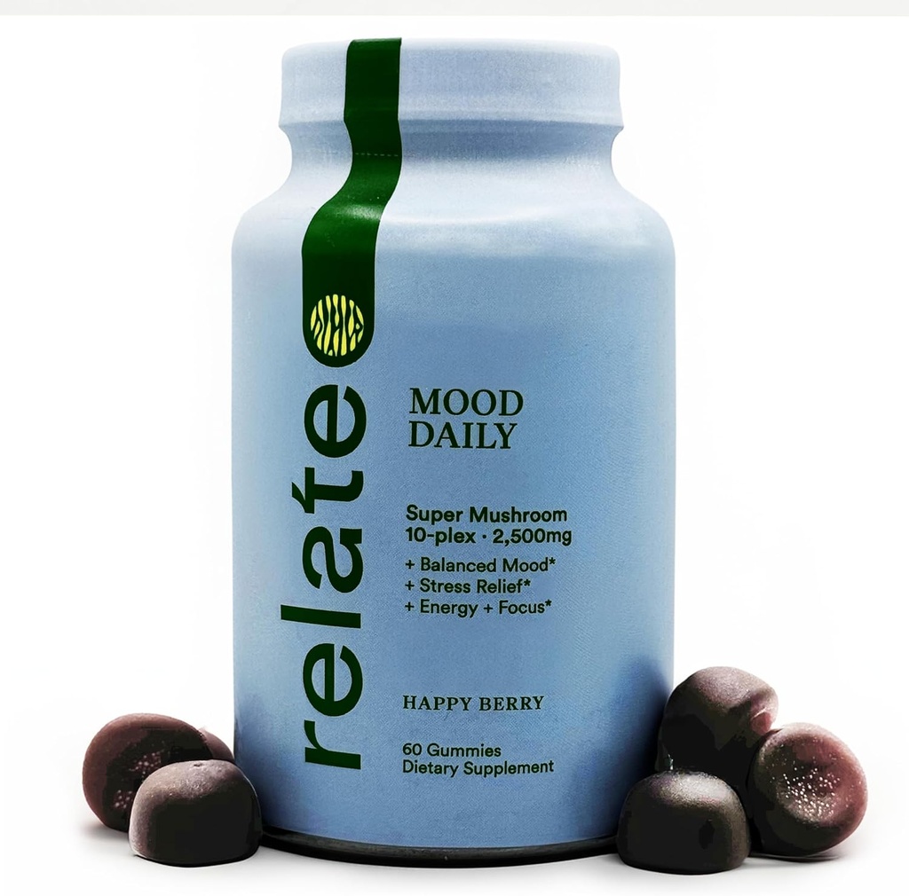 Mood Daily Happy ברי חניכיים - Super Mushroom Complex for Balanced Mood & Cognitive Support - 60 Count