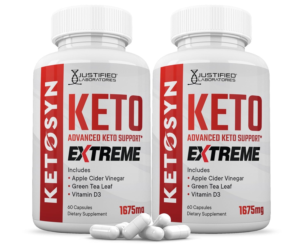 (2 Pack) Ketosyn Keto ACV Extreme Pills 1675 MG Keto תומך בלגן קפסולה אלטרנטיבית ל-Kto ACV פורמולה עם Apple Cider Vinegar אקסטרה אבקת שמן זית בתולה ירוק עלה 120 קפסולות