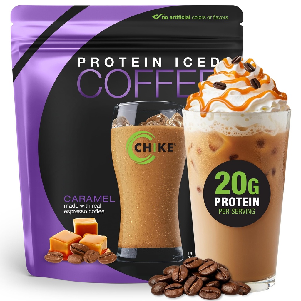 Chike Karamel גבוה חלבון קרח, 20 חלבון G, 2 Shots Espresso, 1 G סוכר, Keto Friendly ו Gluten חינם, 14 לשרת (14.3 Ounce)