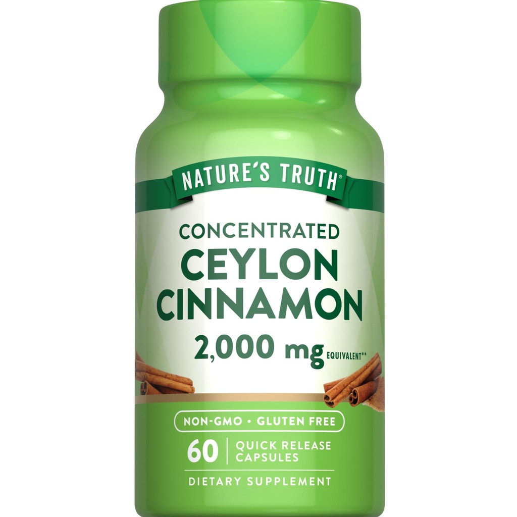האמת של הטבע Ceylon Cinnamon גלולות קפסולות | 2000mg | Non-GMO & Gluten Free Supplement