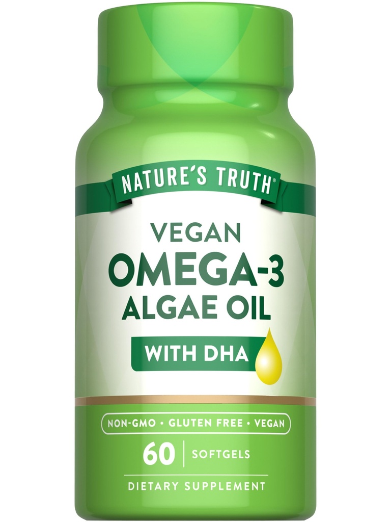 האמת של הטבע אומגה 3 Softgels | 60 Count | Algae Oil Formula with DHA | Non-GMO & Gluten Free Supplement