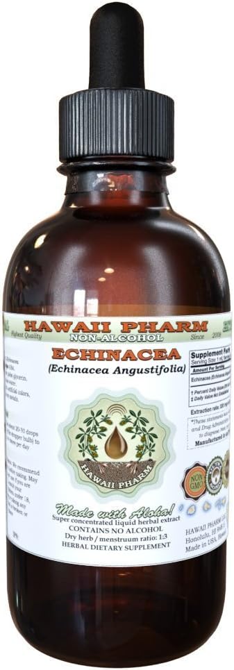 Echinacea אלכוהול חינם לחלץ, Echinacea (Echinacea Angustifolia) Dried Root Glycerite הוואי Pharm טבעי צמחייה 4 oz