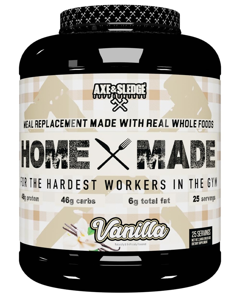 Axe & Sledge Supplements Home Made Whole-Foods-מבוסס אבקת החלפת Meal, 25 משרתים (Pack of 1) (Vanilla)
