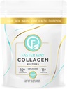Faster Way - Collagen Peptides - 12g hydrolyzed Collagen + 11g חלבון Per המשרת - שיער, Skin & Nails - Amino Acids - Grass-Fed - סוכר, Gluten & חלב חינם - non-GMO - אבקת unflavored -30 משרתים