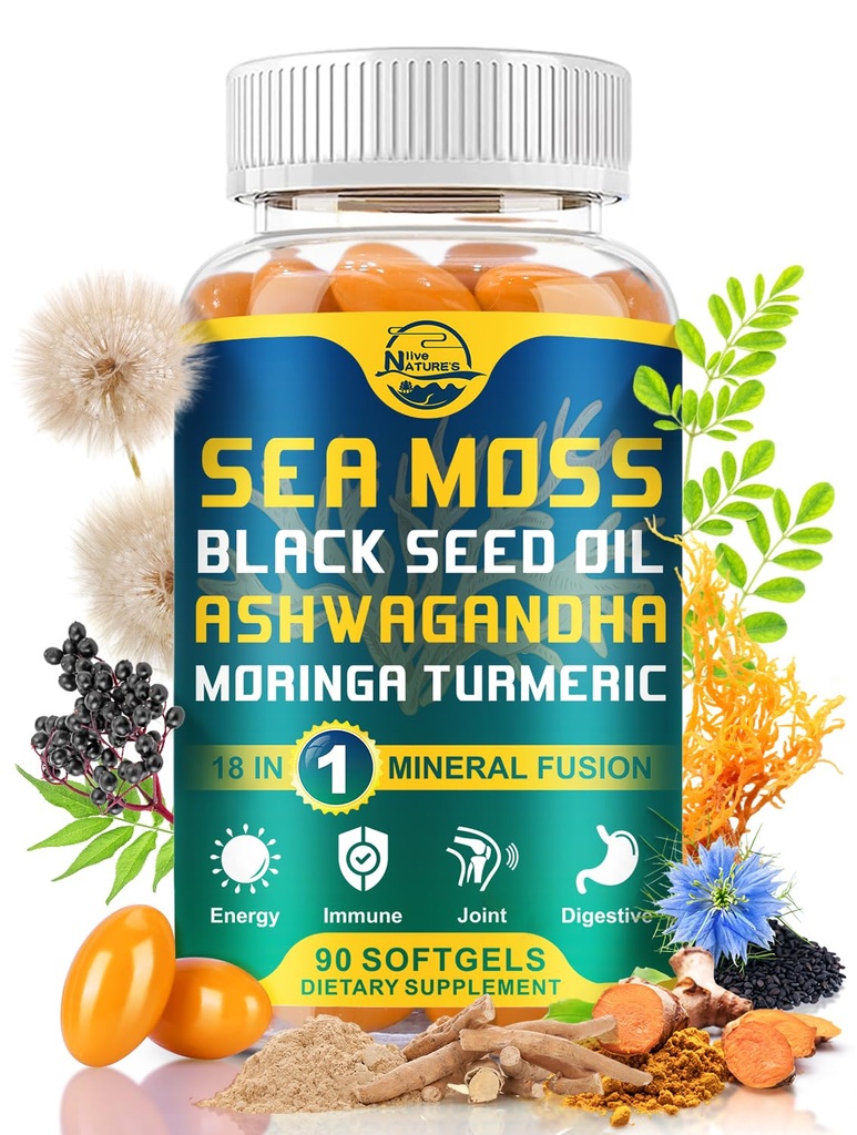 ים אורגני חי של הטבע Mos Softgels, עם שמן Black Seed, Ashwagandha, Bladderwrack, ג'ינג'ר, Burdock Root, Manuka Honey, Cinnamon for Immune System, Skin, Energy, 90 Softgels, 1 Packgels, 1 Packgels, 1 Packdock Root, Manuka Honey, , Cinnamon for Immune for Immune System, Skin, Skin, Energy, 90 Softgels , 90 Softgels, 1 Packgels, 1 Packgels, 1